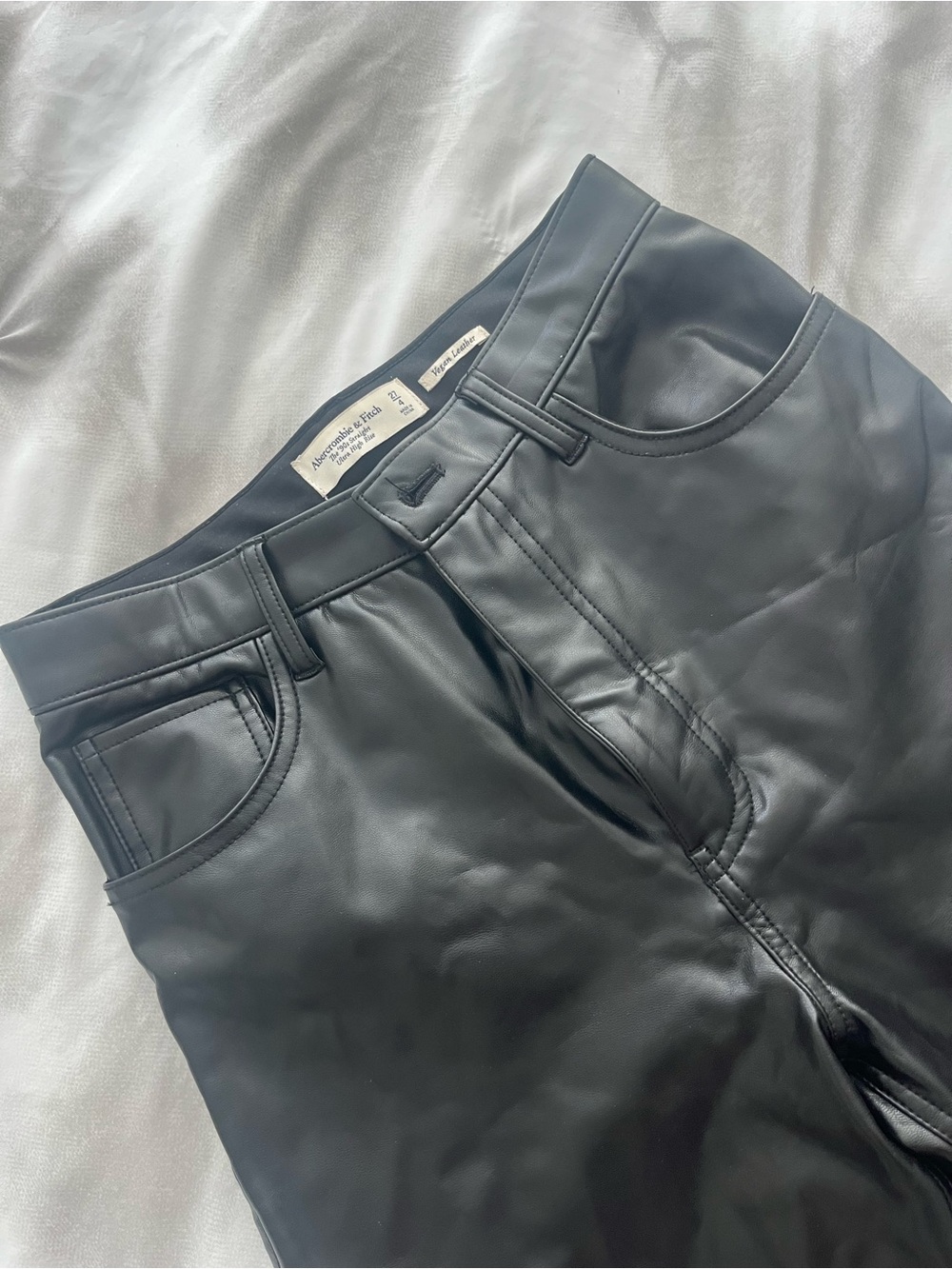 Abercrombie Black Faux Leather Jeans